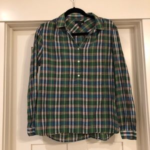 J. Crew Popover Plaid Top